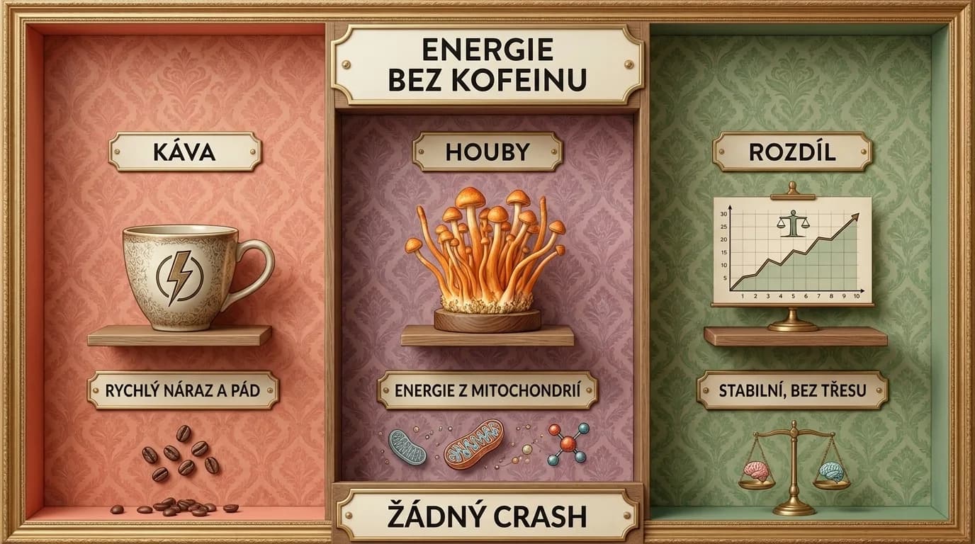 Energie bez kofeinu: jak funkční houby fungují jinak než káva