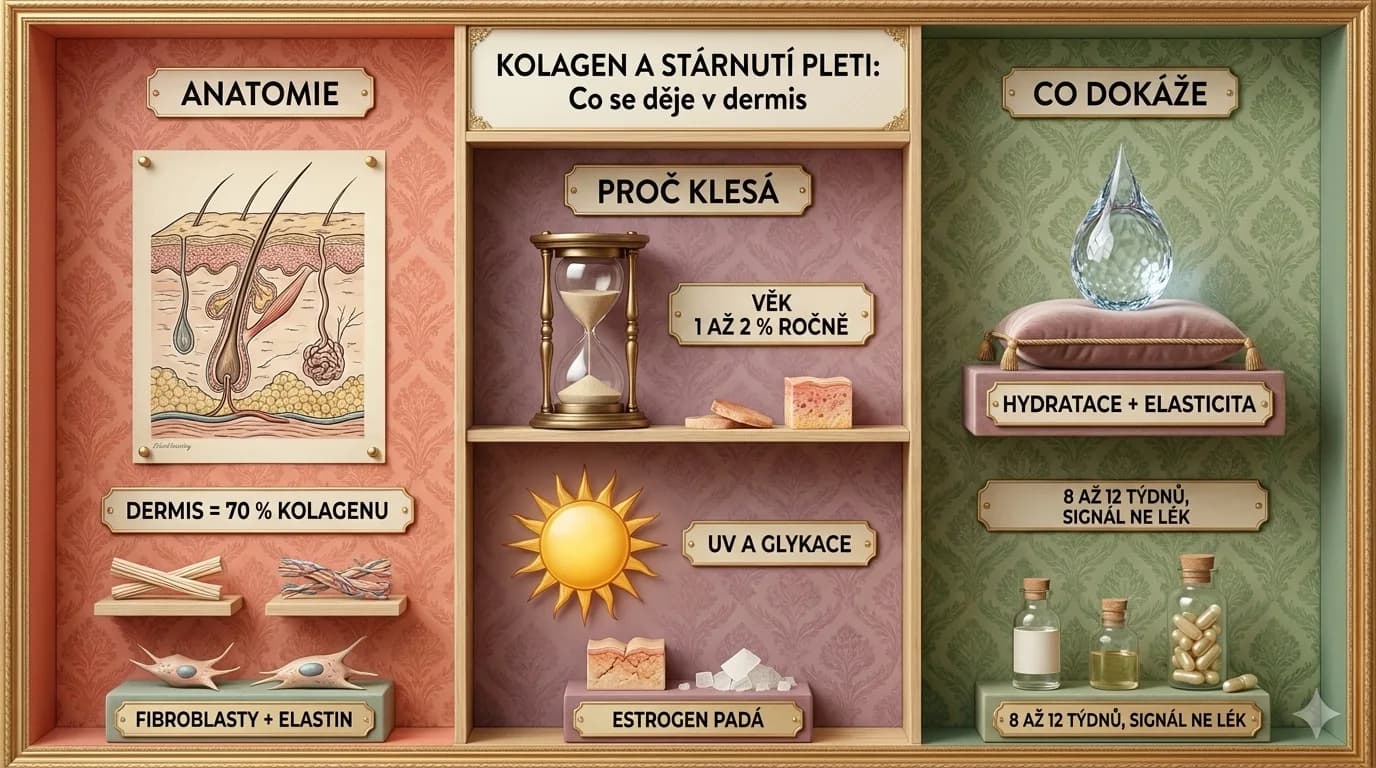 Kolagen a stárnutí pleti: co se skutečně děje a co s tím jde dělat